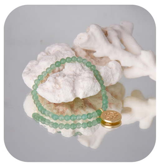 Aventurine Mala Bracelet with Lotus Pendant | Stone of Opportunity | Handmade in Austria